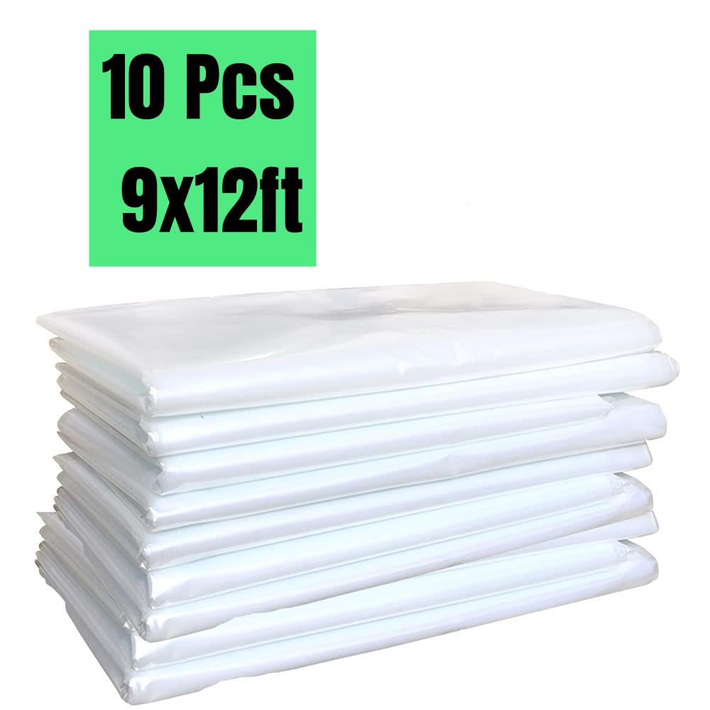 10 Piece Painter Plastic Drop Cloths Sheet,9x12 Feet Waterproof Anti-dust Furniture Cover,Disposable Tarp for Painting for Couch Cover and Furniture Cover,Painters Plastic,dust Cover